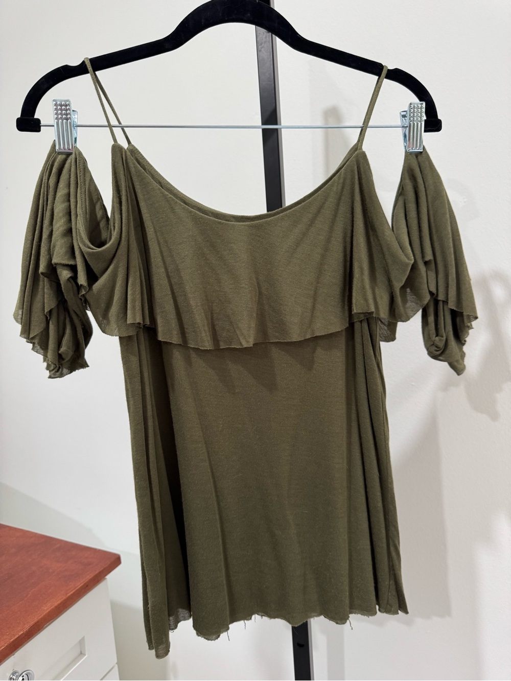 Bailey 44 Olive Ruffle Cold-Shoulder Top - Picture 11 of 11